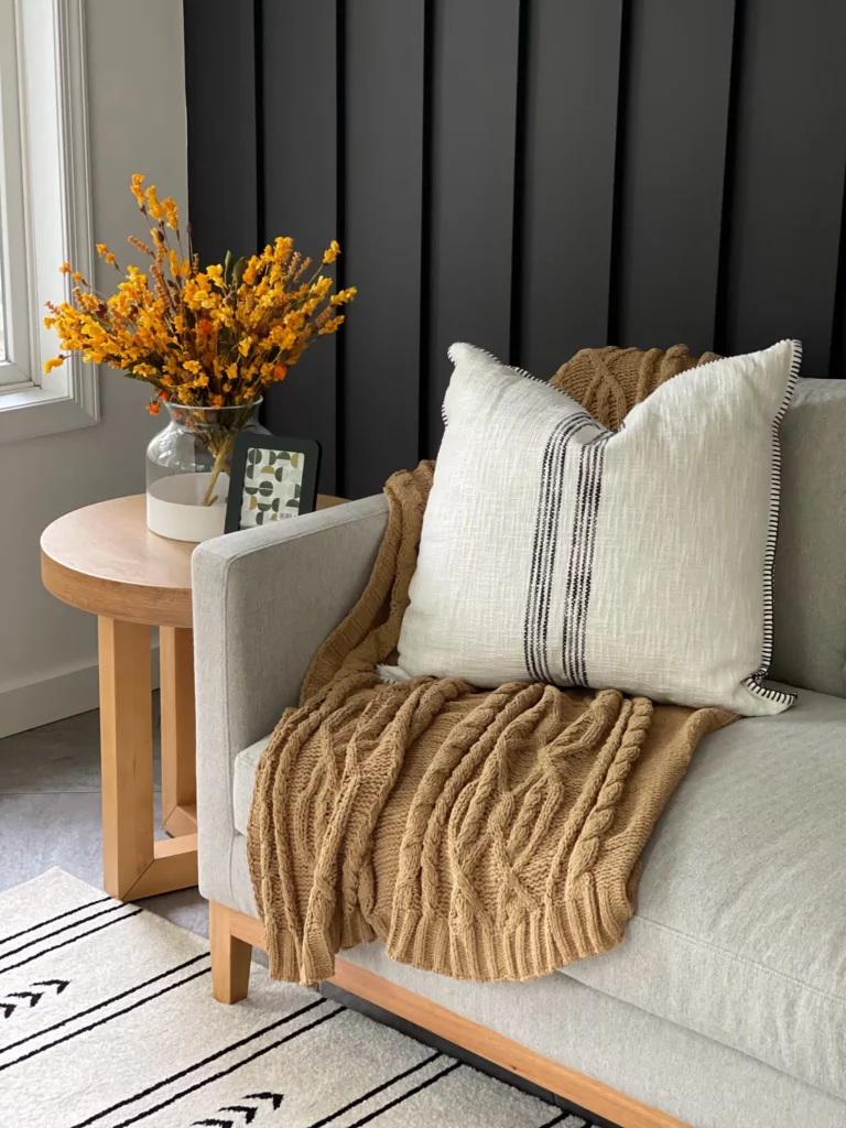 sorrelridge sunroom interior design, couch, side table